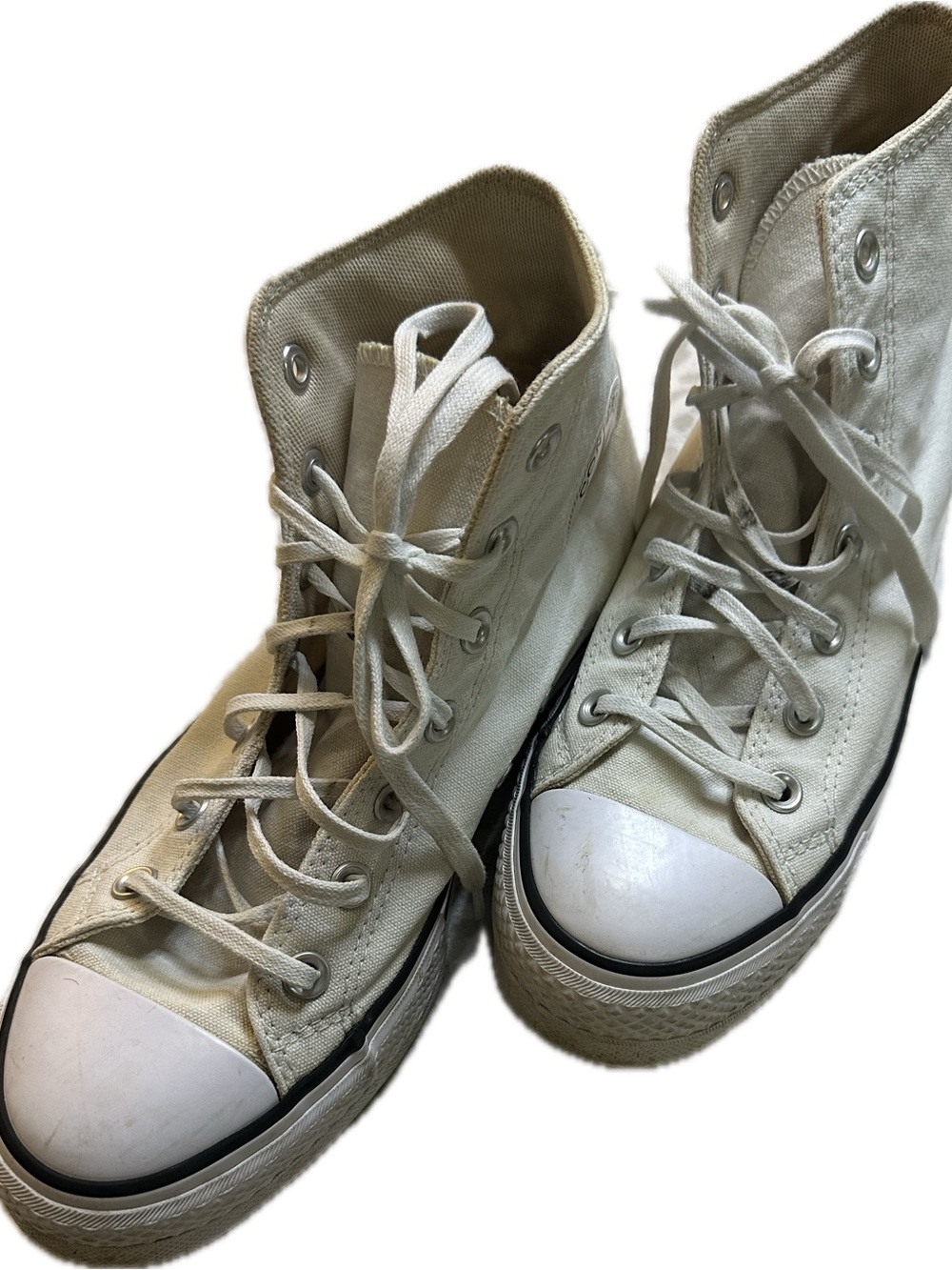White High-Top Converse Canvas Platform Sneakers